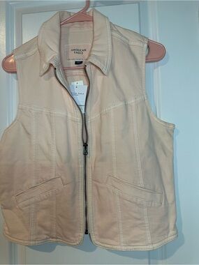 American Eagle Outfitters Cream Zip Utility Vest
